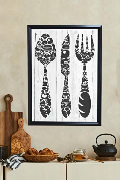 LUXRN Tablou de perete înrămat cu tematică de bucătărie, laminat, înrămat, mo...