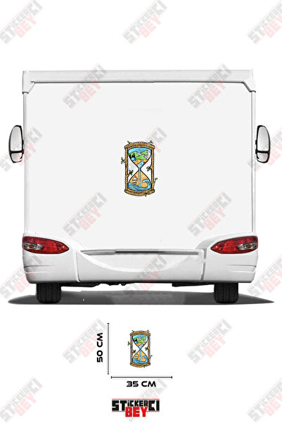 STİCKERCI BEY ملصق تزيين للعربات المتنقلة بنمط الساعة الرملية مع تصميم البحر ...