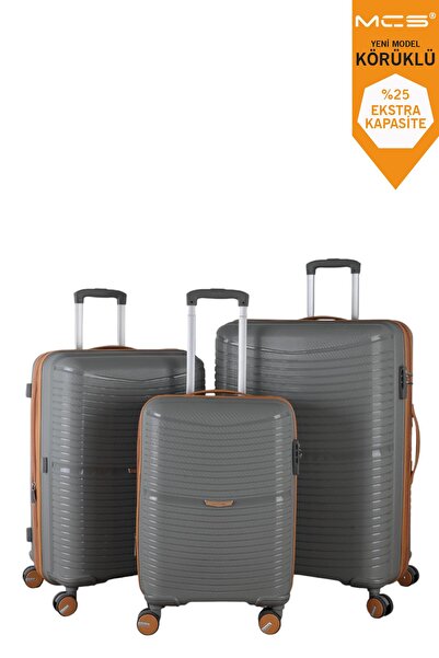 MÇS V379 AURA Y.ÜRETİM PP VALİZ KOYU PUDRA SET