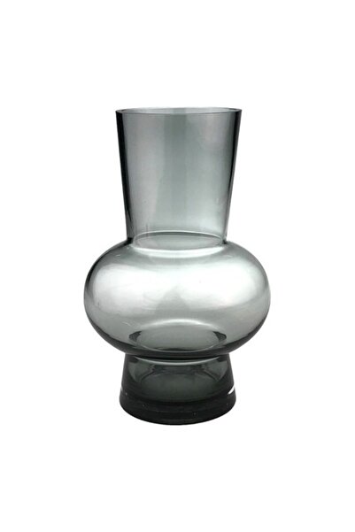 OEM Vază de sticlă, 16x28 cm, negru fumuriu