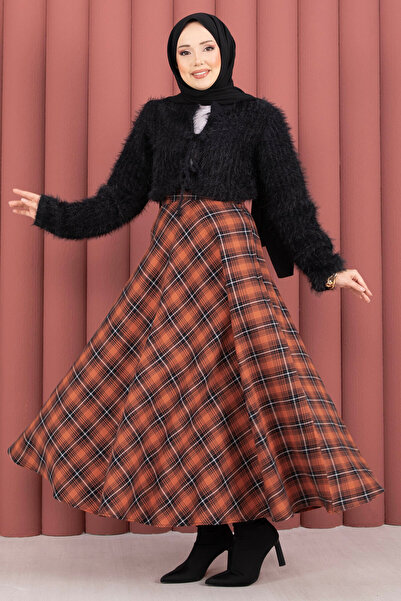 EBRUTESETTÜR Verev Plaid Pattern Skirt Tile