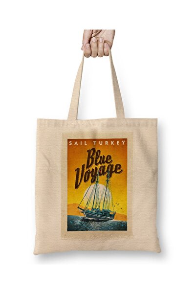 Toyaso Blue Journey Turkey Travel Sightseeing Τουριστική αφίσα υφασμάτινη τσά...