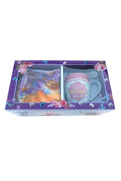 OEM Set de eșarfe cu cană și lingură din ceramică dedicate mătușii