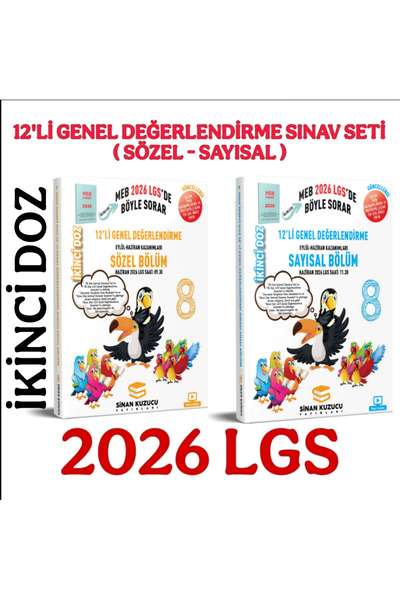 SİNAN KUZUCU YAYINLARI Sinan kuzu 2026 LGS İKİNCİ Doz 12'Li Genel Değerlendir...