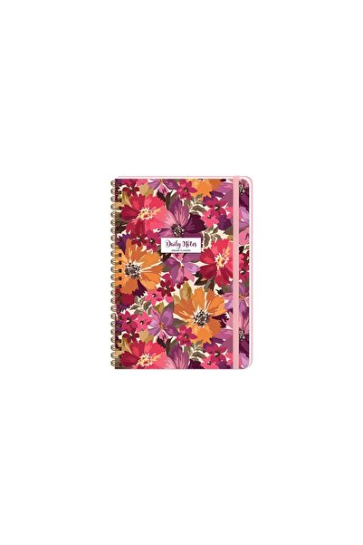 Keskin A5 Hard Cover Spiral 80 Sheets Lined Daily Notes Dreamy Flowers -Helen