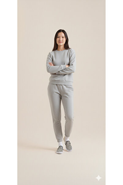 RABTEKS Regular Oversized Kalıp Basic Plain Fleece Lined Tracksuit Set