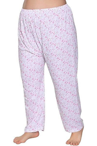 Tusebu Pantaloni de pijama din bumbac cu imprimeu floral, mărime mare – talie...