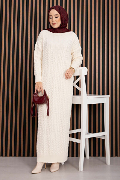 EBRUTESETTÜR Hair Knit Textured Knitwear Dress Cream
