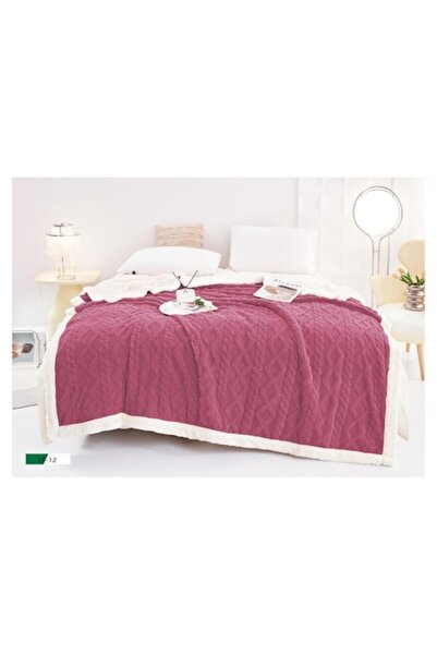 OEM Blanket with Fur for Double Bed, Knitted Model, Uni, 200x230cm, Beige