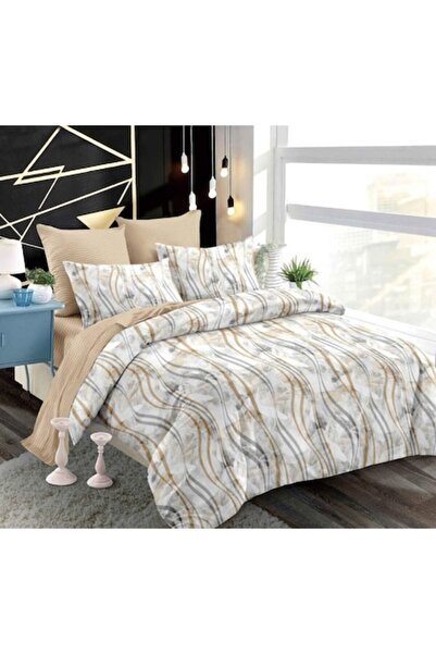 OEM Set lenjerie de pat dublu, Spring, satin fin, cearșaf elastic, imprimeu c...