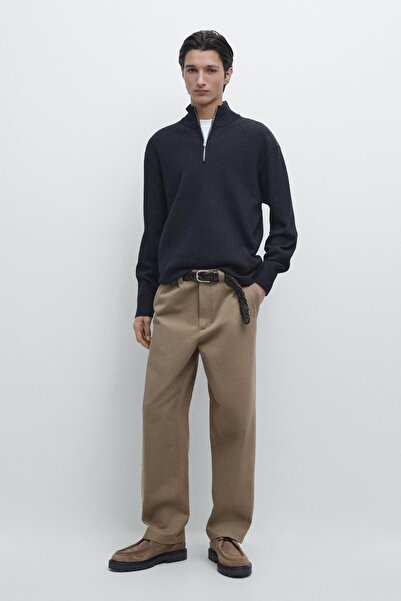 Massimo Dutti Fermuarlı dik yaka triko kazak