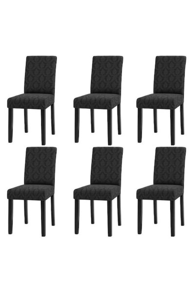 OEM Set de 6 huse de scaun, Jacquard, model abstract elegant, gri închis