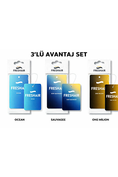 freshair Kalıcı Oto Kokusu 3’lü Set | One Million + Sauvage + Ocean