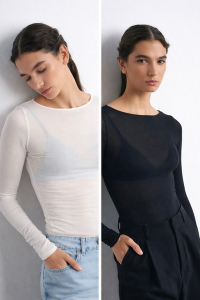 Noi Belis Boat Neck Modal Cashmere Ultra Light Knitted Blouse Aw25Bz0003