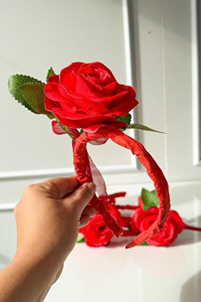 SUBU TASARIM Coroana de domnișoară de onoare cu trandafir roșu de noapte cu h...