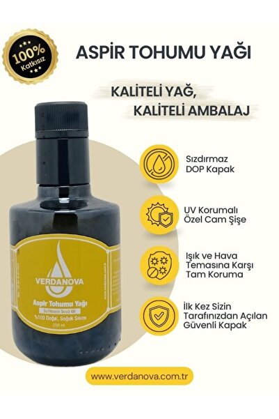 %100 Soğuk Sıkım Aspir Yağı 250 ml. saf katkısız doğal vegan omega -6-9 içerir.
