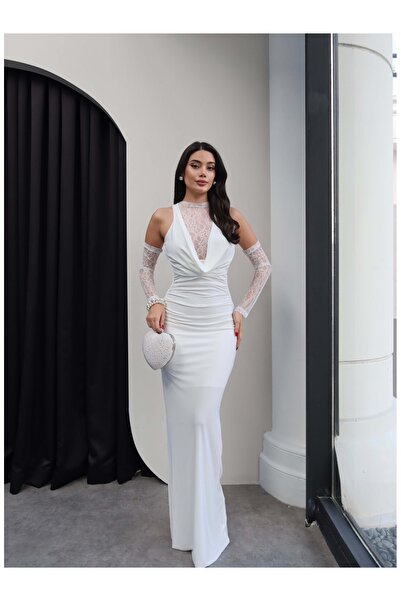 ESRAHELVACI Degaje Collar Lace Long Dress