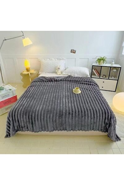 OEM Cocolino Blanket, Embossed Model Stripes, Solid, 200x230cm, Dark Gray