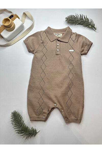 NİNOS ALEGRES ERKEK %100 PAMUK POLO YAKA BAKLAVA DESEN KISA TULUM MINK