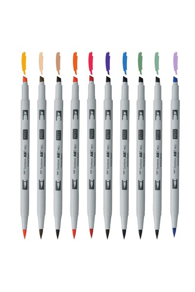 Tombow AB-TP PRO Dual Brush Pen Grafik Kalemi 10'lu Bundle Ara Renkler