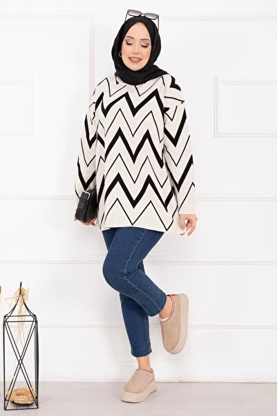 EBRUTESETTÜR Lavin Zigzag Pattern Knitwear Sweater Ecru