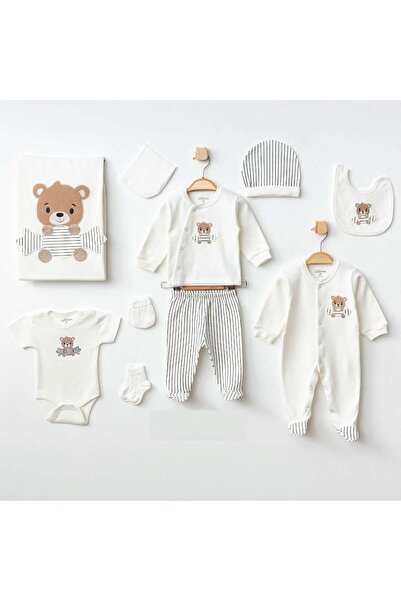 Aziz Bebe %100 Pamuk Erkek Bebek 10’lu Bundle Keseli Hastane Çıkışı