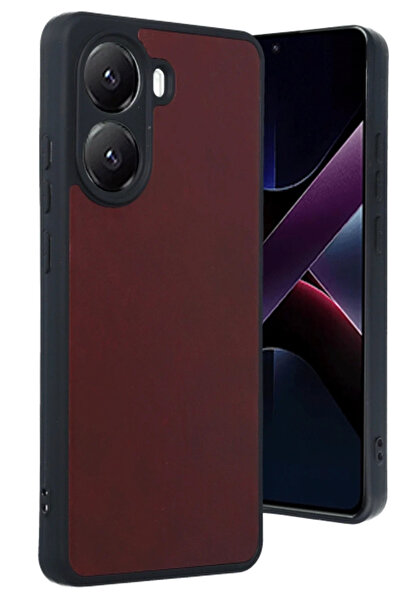 BSN STİL Bsnshop Xiaomi Poco X7 Pro Case Aras Leather Cover - Claret Red 1058986