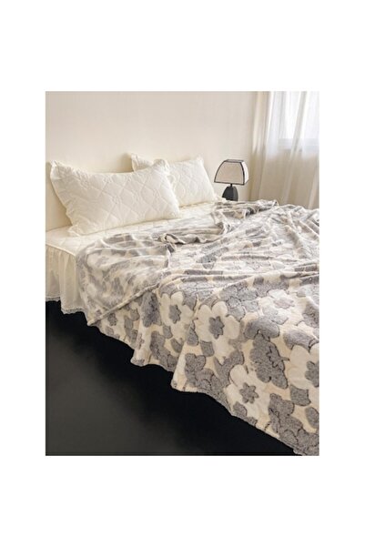 OEM Cocolino Blanket, Floral Print, 200x230cm, Gray-Beige