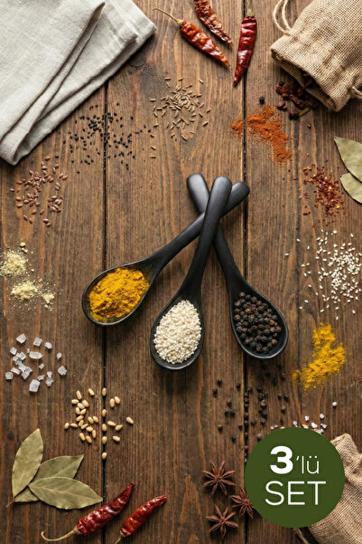 Vienev Set de 3 linguri de condimente negre
