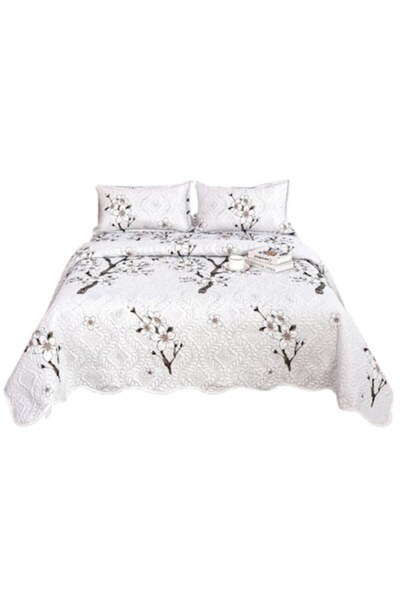 OEM Cuvertură de pat, microfibră, 3 piese, 2 persoane, 220x240cm, imprimeu fl...