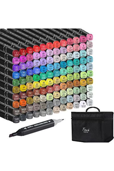 Criando Set markere permanente, pe bază de alcool, 120 de culori, vârfuri dub...