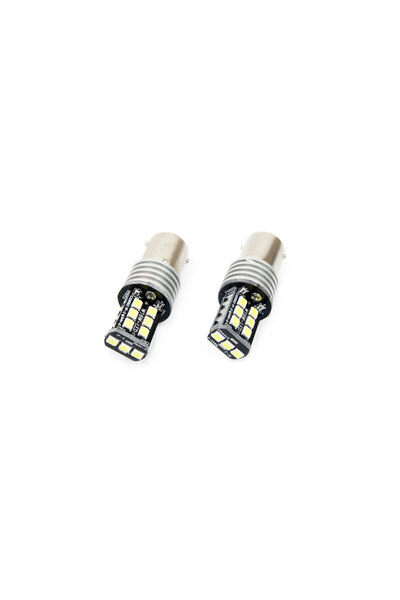 AMIO Set becuri auto cu LED CANBUS compatibil P21W BA15S 15 SMD 7.5W Alb 12/2...