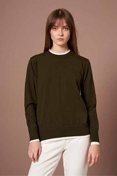 FTZ WOMEN Women's Ribbed Detailed Sweater Khaki 25290