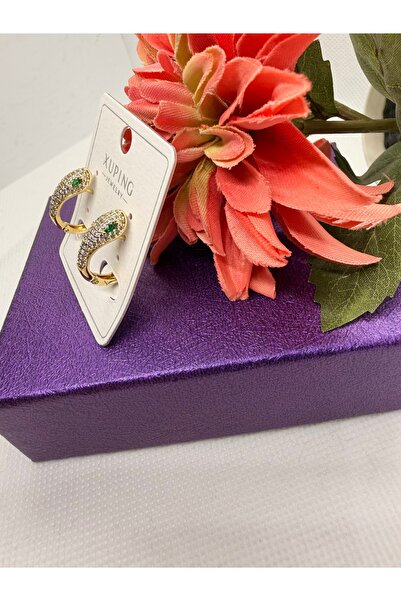 XUPING JEWELRY KUYUMCU SERİ 14K RENGİ ZİRKON TAŞLI YILAN ÇELİK HALKA KÜPE