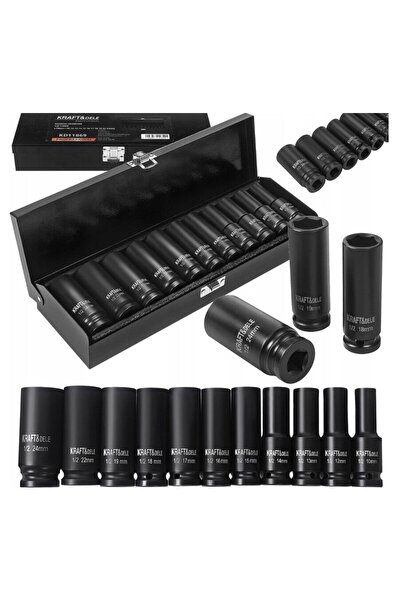 Kraft 1/2" impact socket wrench set 11 pieces,