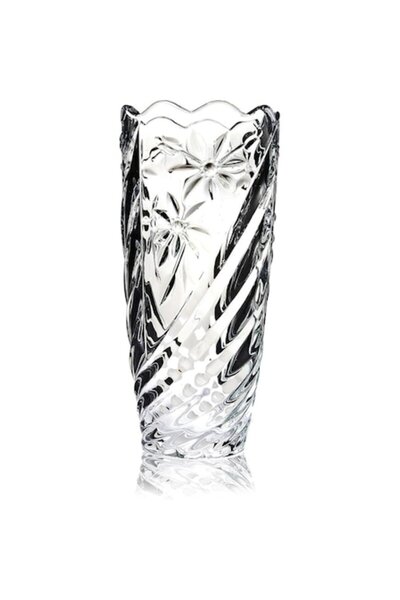 OEM Vază decorativă, sticlă transparentă, design palmier sculptat, 25 cm