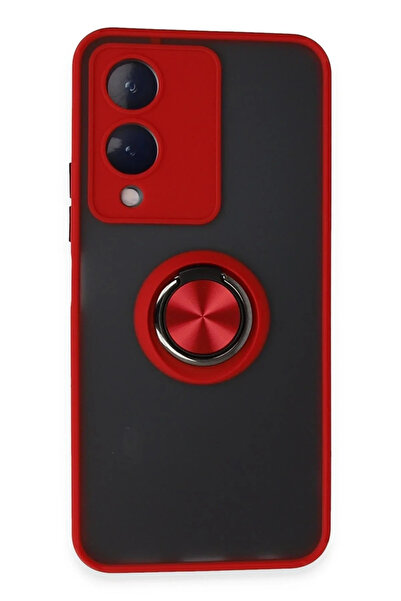 Hulyomer Hub غطاء سيليكون من هوليومر لهاتف فيفو Y17S مع حلقة مونتريال - أحمر ...