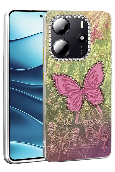 BSN STİL غطاء حماية لهاتف شاومي ريدمي نوت 14 4G من BSNSHOP، غطاء بنمط مرآة - ...