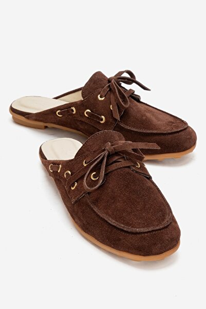 Zeynep Sıradağlı شبشب نسائي من الجلد الطبيعي من فلوريان، لون بني من جلد الغزال