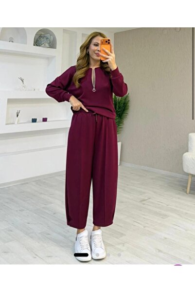 Trendingsize بدلة شالوار بسحاب ونسيج مودال