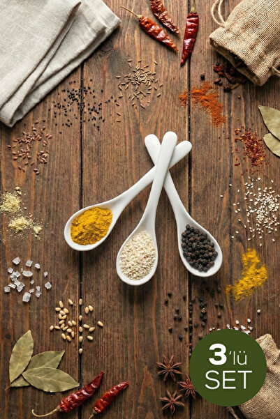 Vienev Set de 3 linguri de condimente albe