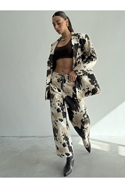 Pinn Desenli Düz Paça Jean Pantolon