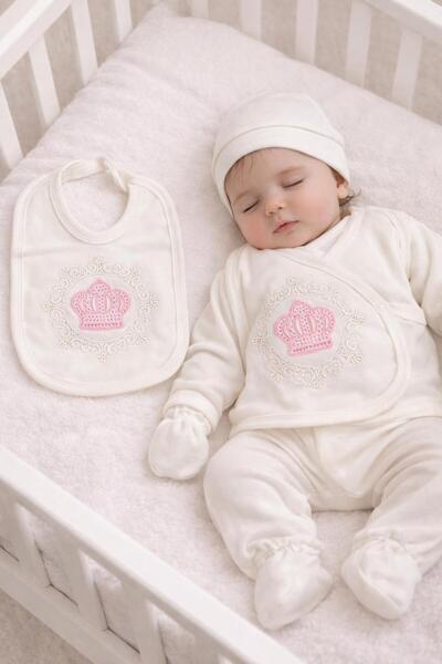 BYS BABY FASHION 5 قطع من القطن بنمط التاج الملكي للفتيات حديثي الولادة عند خ...
