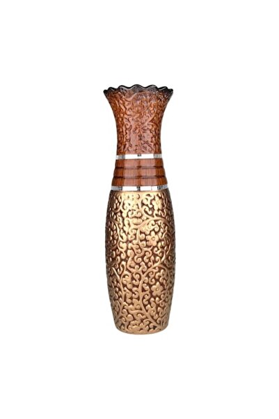 OEM Ceramic Vase with Flowers and Mirror Band, 19X60 cm Multicolor