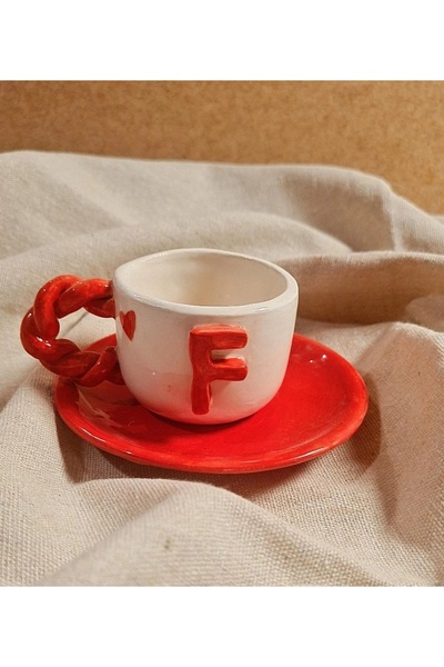 senseoftouch Lettered Turkish Coffee Cup Handmade Ceramic