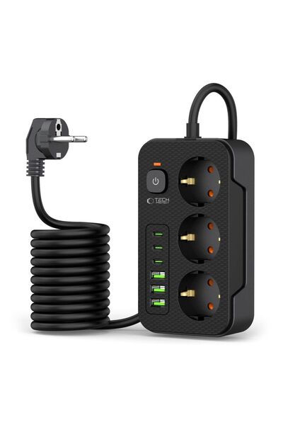 Tech-Protect Prelungitor PC3X6: 3x CA, 3x USB, 3x USB-C