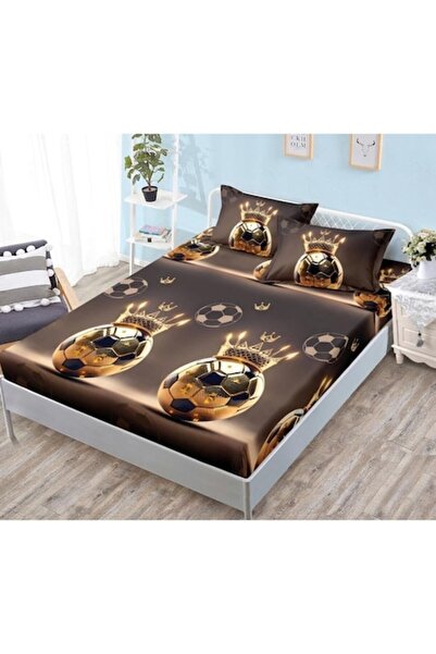 OEM Husă de pat elastică cu 2 fețe de pernă, 3 bucăți, bumbac satinat, 180x20...