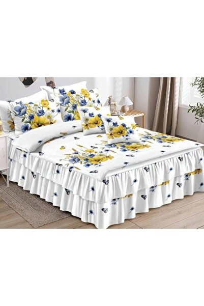 Pucioasa Set Lenjerie Pat Dublu cu Volane, Pucioasa, Finet, 6 Piese, 2 Persoa...