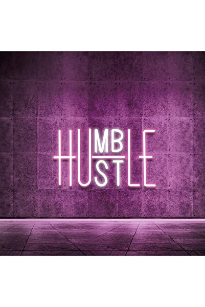 Slasa Hustle LED Neon Light Sign 25x40 cm Purple Office Decor