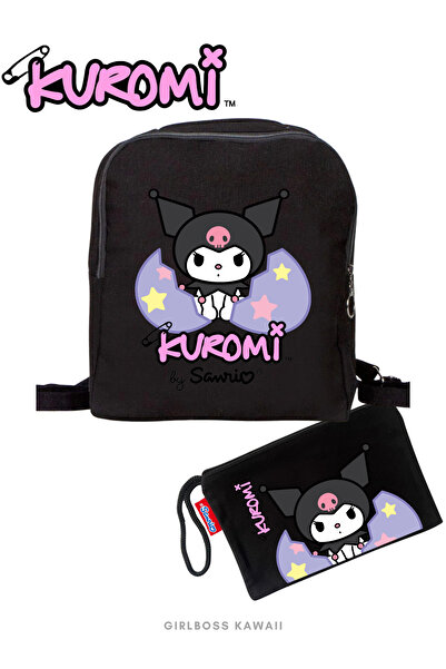 Girlboss Kawaii Kuromi Backpack and Clutch / Suitable for Children / Teenager...